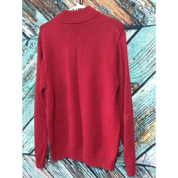 Chaps Moose Print 🫎 Sweater Red White Size Medium 3 Buttons Front ~ Beautiful S - Picture 10 of 12